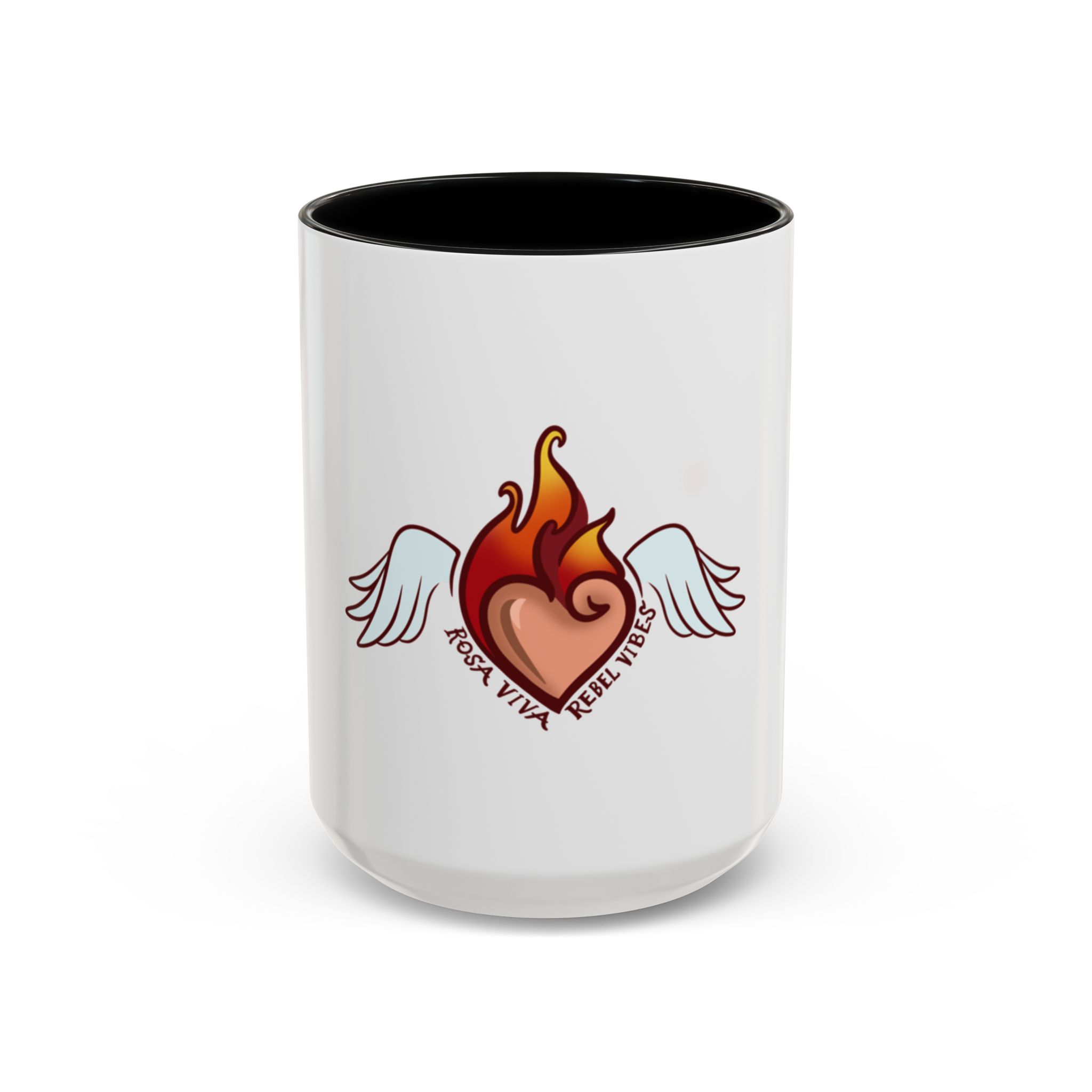 Heart Flame Accent Coffee Mug - Perfect Gift for Coffee Lovers, Inspirational Drinkware, Home Decor, Valentine's Day, Unique Gift Ideas