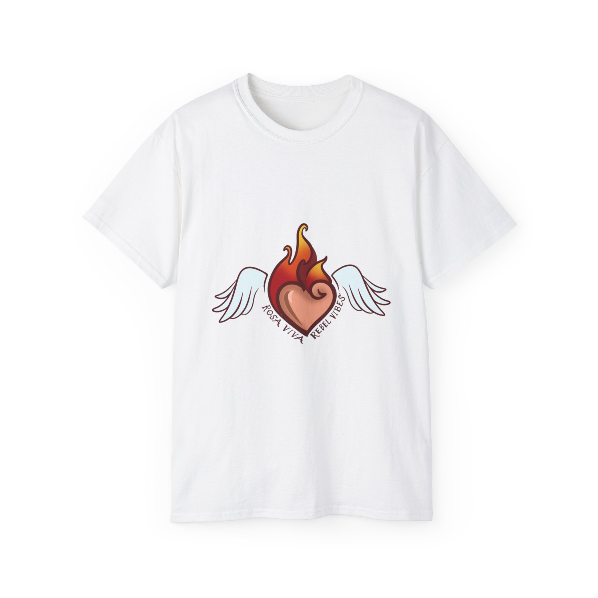 Heart Flame Unisex Cotton Tee, Graphic Tee, Casual Wear, Gift for Her, Heart T-Shirt, Birthday Gift, Everyday Apparel