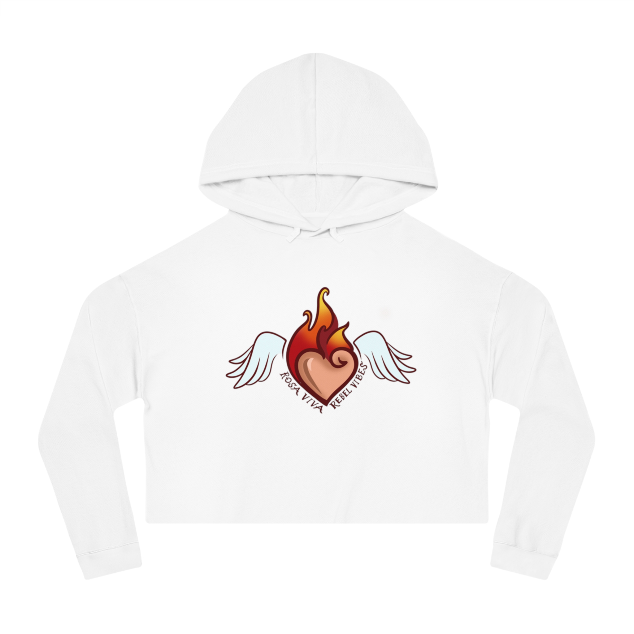 Women's Cropped Hooded Sweatshirt with Winged Heart Design, Trendy Athleisure Top, Cute Gift for Her, Cozy Casual Wear, Fall Fashion